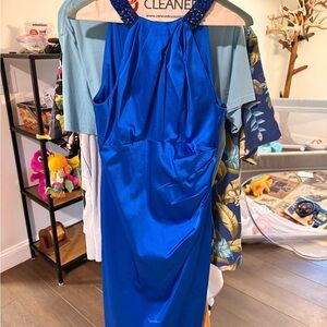 David Meister Blue Halter Cocktail Dress